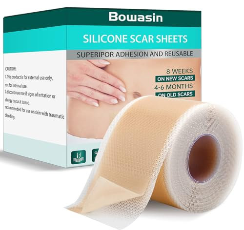 Silicone Scar Sheets (1.6'' x 60''Roll-1.5M) Silicone Scar Tape Silicone Scar Strips Reusable and Effective Silicone Gel Patches,Scar Treatment for Surgical Scars,Healing Keloid, C-Section, Tummy Tuck