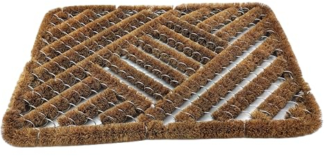 BaWoTec Drahtgitter Fußmatte Kokos für den Außenbereich pflegeleicht rutschfest aus natürlicher Kokosfaser 40 x 60 cm