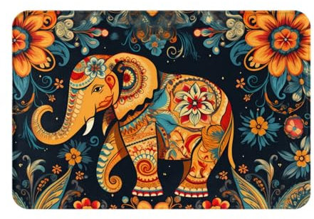 YYHHAOFA Fußmatte mit Bohemian-Elefanten-Muster, 40,6 x 61 cm, rutschfest und leicht zu reinigen, geeignet für Haustür, Schlafzimmer, Wohnzimmer, Badezimmer