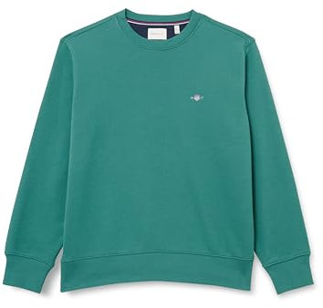 Gant Herren Sweatshirt - Regular Shield C-Neck Sweat, Rundhals, Baumwoll-Mix Grün (Woody) 2XL