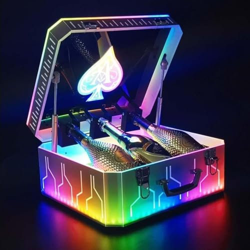 Genérico Soporte De Exhibición De Botellas De Licor con Luz LED con Control Remoto,Caja De Botellas De Vino Casera Iluminada para Todas Las Botellas De Vino Estándar,Iluminación Multicolor De 3-5 Hor