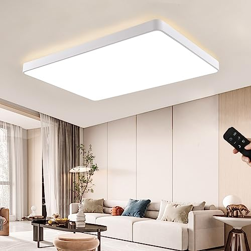 JDONG 90W LED Deckenleuchte Dimmbar 90x55CM Deckenlampe mit Fernbedienung 3000K-6500K Helligkeit einstellbar moderne Rechteckige Leuchte für Wohnzimmer