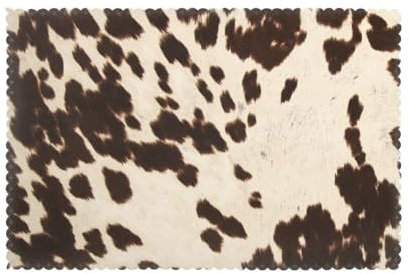 Kuhfell mit schwarzen und braunen Flecken, 6er Set Tischsets Waschbar Platzsets für Esstisch Hitzebeständig Tablettmatten 30x45cm