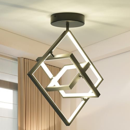 Qcyuui Hallway Light,36W Schwarz Flush Mount Kronleuchter,Moderne Led Deckenleuchte Küche führte Leuchten Decke Lampe für Foyer Schlafzimmer Balkon Korridor Eingang