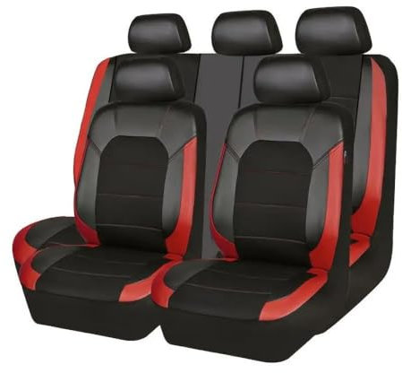 GTFFDERD Auto Sitzbezüge Sets FüR Mitsubishi ASX Pajero Sport Pajero Eclipse Cross 2000-2023 2024, Leder Auto Schonbezug Full Set Sitzbezug Vordersitze Rücksitzschoner Auto Zubehör,Red