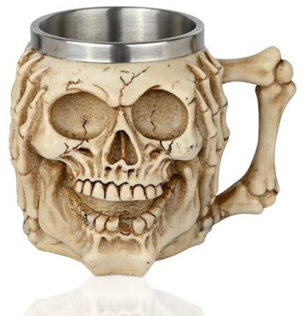 Halloween Skull Octopus Mug, Pirate Skull Beer Coffee Cups with Tentacle Handle, Halloween Funny Viking Mugs Novelty Coffee Espresso Drinking Cup for Women Men Friends Halloween Gifts Decoration (B)