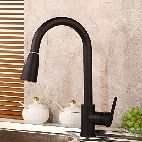 HGMAISON Faucet Swivel Kitchen Tap Pull Out Polished Chrome Black Nickel Wash Brush Jet Tap Spray Water Turned Mixer