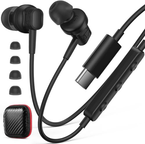 USB C Earbuds Headphones with Microphone for iPhone 16e/16 Pro Max 15, Type C Wired in-Ear Volume Control Noise Isolation Sport Headset for Samsung S25 S24 S23 iPad Galaxy A55 A35 Oneplus 12 Pixel 8 7