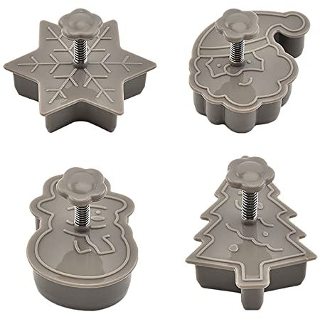 Générique 4PC Emporte Pièces Noël Moule à pour Enfants avec Poussoir 3D Formes Variées pour Cookie Gâteaux Décorations Idéal pour Cuisson Artisanat Enfants Dimension (Grey, One Size)