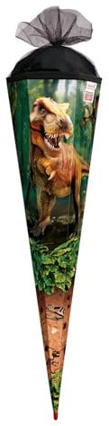 ROTH Motiv-Schultüte, T-Rex Welt, 85 cm, eckig, Rot(h)-Spitze, Tüllverschluss