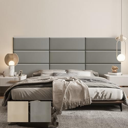 LELEFIDO Panneau Mural 3D Autocollant - Panneaux muraux et de Plafond en Mousse Souple et Cuir Artificiel, imperméables et faciles à Nettoyer, Absorbant Le Bruit - 90 × 30 × 3 cm - 9 pièce