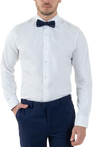 Giosal Camicia Uomo da Smoking Collo Diplomatico Slim Fit Basic Casual Elegante Cerimonia Tinta Unita Vari Colori
