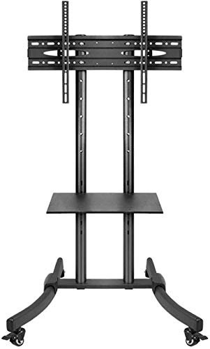 Support TV pivotant Universel en Acier Inoxydable pour téléviseurs de 32 à 75 Pouces, Meuble TV Noir sur roulettes pour Salon