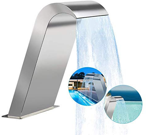 HUIBBGO Fontane per Piscine in Acciaio Inossidabile, Vasca idromassaggio, Cascata, Fontana da Giardino, Cascata, Uscita per Piscine interrate, laghetto Esterno