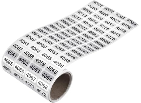 Numeri Adesivi, etichette adesive con numeri consecutivi da 0001 a 2000, adesivi con numeri di inventario impermeabili per la classificazione dell'inventario (0,39 x 0,78 pollici) (4001-6000)