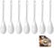 7 Piezas Cuchara de cerámica, 13 × 2,5 cm Mini Cuchara de Postre Cucharas de Huevo Cucharas de Porcelana para Café Postre Yogur Restaurantes Tiendas de Postres Cafés (Blanco)