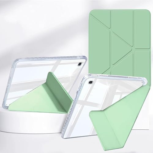 Rosbtib Coque pour Samsung Galaxy Tab S6 Lite 10.4 Pouces Modèle 2024/2022/2020 (SM-P620/P625/P610/P613/P615/P619), Pochette à Rabat Multi-Vues, Dos Transparent Antichoc avec Porte-Stylo, Vert