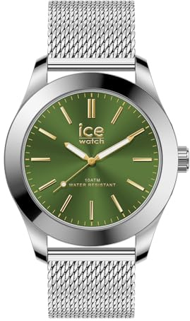 Ice-Watch - Ice Steel Silver Green Milanese - Montre Argent Pour Homme Avec Bracelet en Acier inoxydable - 024749 (Medium)