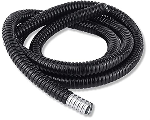 IkErna Tubo Metallico Rivestito in Plastica Nera, Lunghezza 5 M, Tubo Flessibile Corrugato Filettato Impermeabile, Guaina Protettiva per Cavi/1Pc/Id 20Mm * 5M