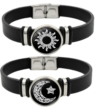 Chereda Leuchtende Sonnen- und Mond-Paar-Armbänder, passende Paar-Armbänder, handgefertigtes Schnur-Armband, Geschenk, passende Armbänder für Paare, Freunde