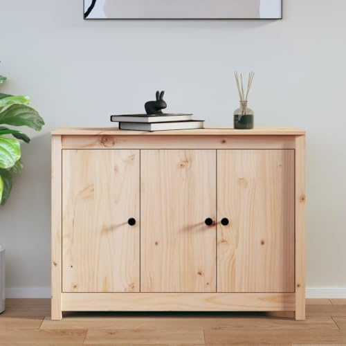 QJBSAVVA Sideboard aus massiver Kiefer 100 cm breit, rustikales Design mit gerader Maserung, viel Stauraum für Wohnzimmer, Küche oder Flur