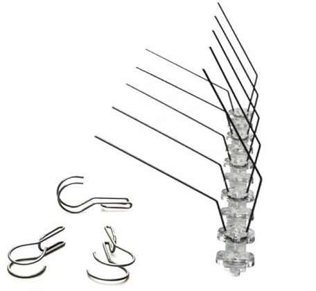 10 St. (5 M) Taubenabwehrspikes + 30 Montageclips Dachrinne Taubenabwehr Vogelabwehr Taubenabwehr Spikes Vogelschreck und Vogelschutz für Balkon Dach Garten oder Sichtschutz Spike