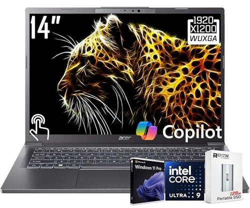 acer Aspire Ordinateur portable à écran tactile AI Copilot+ PC WUXGA de 14 po, Intel 8 cœurs Ultra 9 288 V (jusqu'à 48 hauts), Intel ARC 140 V, 32 Go LPDDR5X, 1 To SSD, Wi-Fi 6E, webcam FHD, W/128 Go