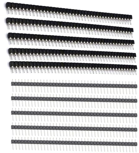 5 Paare Stift- & Buchsenleisten 1×40P, 2,54 mm, je 5 Stück pro Typ, quadratische PCB-Pins & Buchsenleiste mit Rundloch, ROHS, für Leiterplatten & Steckbrett
