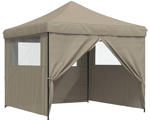 vidaXL Party-Zelt Taupe 292 x 292 x 315 cm Oxford-Stoff, Garten und Terrasse, modernes Party-Zelt, schnell aufzustellen, tragbarer Sonnenschutz für Outdoor-Events