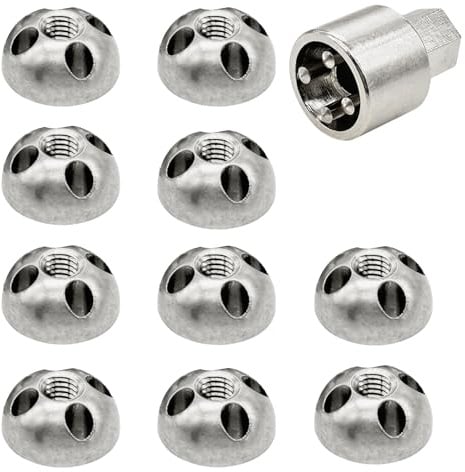 Juego de Tuercas, 10 Piezas M8 x 1,25 mm Tuercas Antirrobo con 1 Llave Especial Tuerca de Acero Inoxidable de 4 Orificios a Prueba de Robos para Portaequipajes de Techo Portabicicletas Paneles Solares