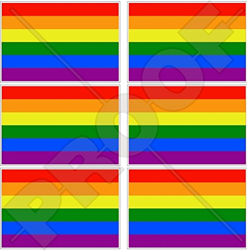 Gay Pride Regenbogen-Flagge, LGBT-Bewegung, Lesben, Schwul, Bisexuell und Transgender, 40 mm, Vinyl, Mini-Aufkleber, 6 Stück