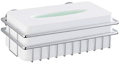 WENKO Express-Loc® Kosmetiktuch-Box Cali - Kosmetiktuchspender, Befestigen ohne bohren, Edelstahl rostfrei, 27.5 x 9.5 x 18 cm, Glänzend