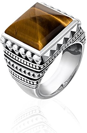 THOMAS SABO Ring Ethno Totenköpfe Braun 925er Sterlingsilber, Geschwärzt