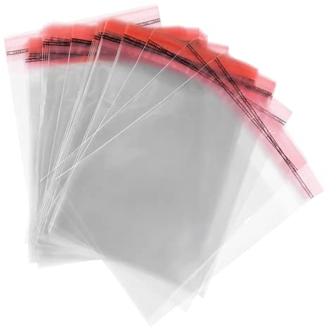 OliveBird 500 Cellophantüten Transparent Größe 100 x 100mm + 30mm Flap Selbstklebende Plastiktütchen Durchsichtige Selbstschließende Zellophantüten mit Peel & Seal Verschluss Plastiktüten