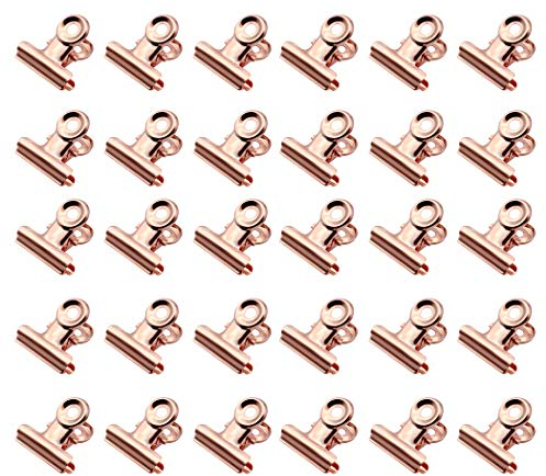 Zoohot 22mm Rose Gold Bulldog Clips for Home Office Supplier School Accessories - Pack of 30