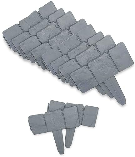 SOLDELA Lote de 10 - Módulo Bordillo de jardín Efecto Piedra - 2,5 Metros lineales - Bordillo para Valla, jardín, plantación - Plástico Flexible - 25 x 10 cm - Gris