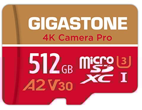 [5 Jahre kostenlose Datenwiederherstellung] Gigastone 4K Kamera Pro 512GB MicroSDXC Speicherkarte und SD-Adapter, Kompatibel mit GoPro Drohne Switch, schwindigkeit 100 MB/s, A2 U3 V30 Micro SD Karte