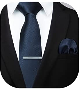 HISDERN Herren Hochzeit Navy Blau Krawatten und Einstecktuch krawattenklammer Set Einfarbige in verschiedenen Farben