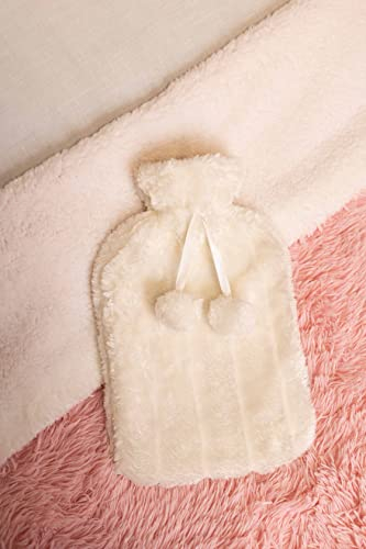 Homezone Cream Hot Water Bottle with Cover Flufffy Cover