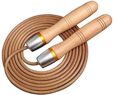 ZYTB Jump Rope con Manico in Legno e Corda di Cuoio Registrabile di Salto di velocità Funi for Le Donne Gli Uomini Esercizio Fitness Training Gym