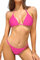 SHEKINI Maillots de Bain 2 Pièces pour Femme Bikini Rembourré Classique Réglable Halter Triangle Top de Bikini de Plage avec Taille Basse Brésilien String Bas de Bikini (Rose Fluorescent,L)