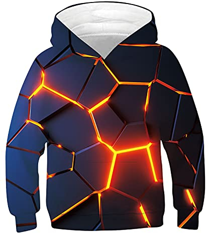 Goodstoworld Pullover Jungen Pulli Kinder Jungen 3D Rote Lava Hoodie Sweatshirt Mädchen Kapuzenshirt Kapuzenpullover Coole Pulli 9-11 Jahre