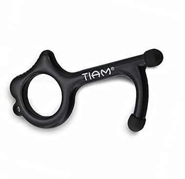 TIAM Contactless Door Opener Tool with Extra Set of Silicone, Antimicrobial Hygiene Keychain, Ergonomic Hook No Touch Key Safety Tool for Outdoor Door Handle Closer Touchscreen ATM Mobile Stylus