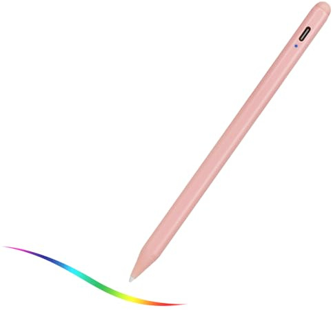 Stylet 2020 pour iPad 8e génération 10,2 avec rejet de paume Type C Charge 1,5 mm Pointe fine remplaçable 2ème stylet actif compatible avec Apple Pencil pour iPad 25,9 cm 8e génération, Rose