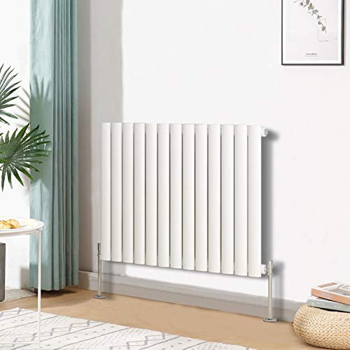 Blümme Oval Radiator Horizontal Designer Single Panel Radiators Bathroom Central Heating 600x767mm White