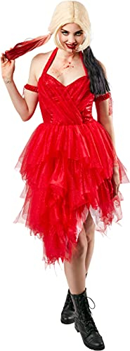 Rubie's Offizielles Harley Quinn Rotes Damenkleid Halloween Suicide Squad 2 Bösewicht-Kostüm für Damen Halloween