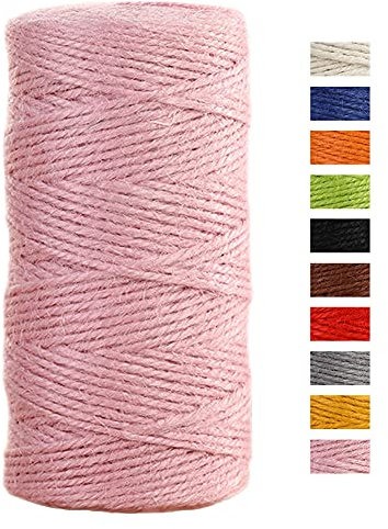 JeogYong Spago Juta Corda di Juta 2mm x 100m, Naturale 3 Strati Spago da Giardino, Corda di Iuta Spessa per Decorazioni Floreali, Fai Da Te, per Confezionare Regali (Rosa)
