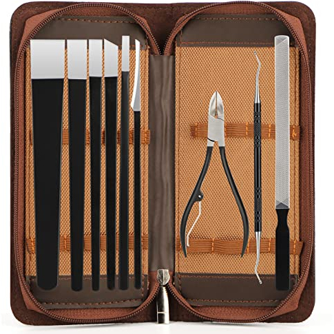 Segbeauty Juego de cuchillos de pedicura, 9 pcs Removedor de maíz de cuchillo de aseo de uñas de acero de alto manganeso profesional, cuchillo de reparación de pies para callos de uñas encarnadas