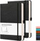 RETTACY A5 Gepunktetes Notizbuch 2er Pack - Bullet Dot Grid Journal mit 320 nummerierten Seiten Hardcover 120gsm dickem Papier, 8 perforierten Blättern, Innentasche - 2Schwarz