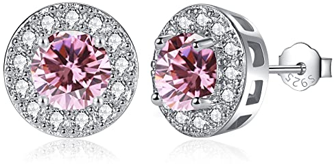 MASOP Ohrstecker Silber 925, Geburtsstein Topas Ohrringe Runde Zirkonia Schmuck Geschenke für Frauen Damen Mädchen zum Geburtstag
